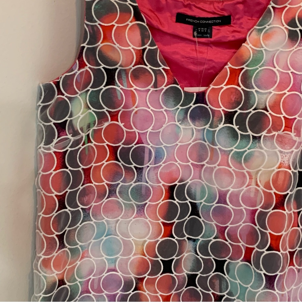 *NWT* French Connection Miami Graffiti Organza Overlay Shift Dress - Picture 3 of 12